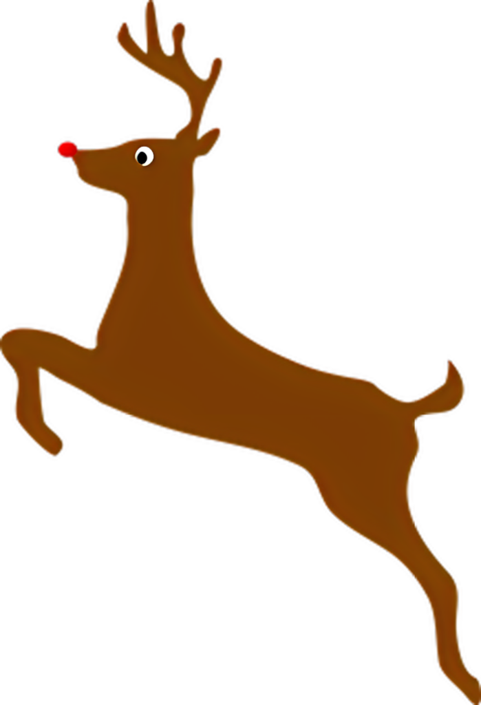 Playful Brown Reindeer with Red Nose - Transparent Wallpaper