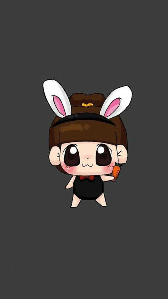 Playful Bunny Girl Wallpaper: Cute Cartoon Design for Your Screen