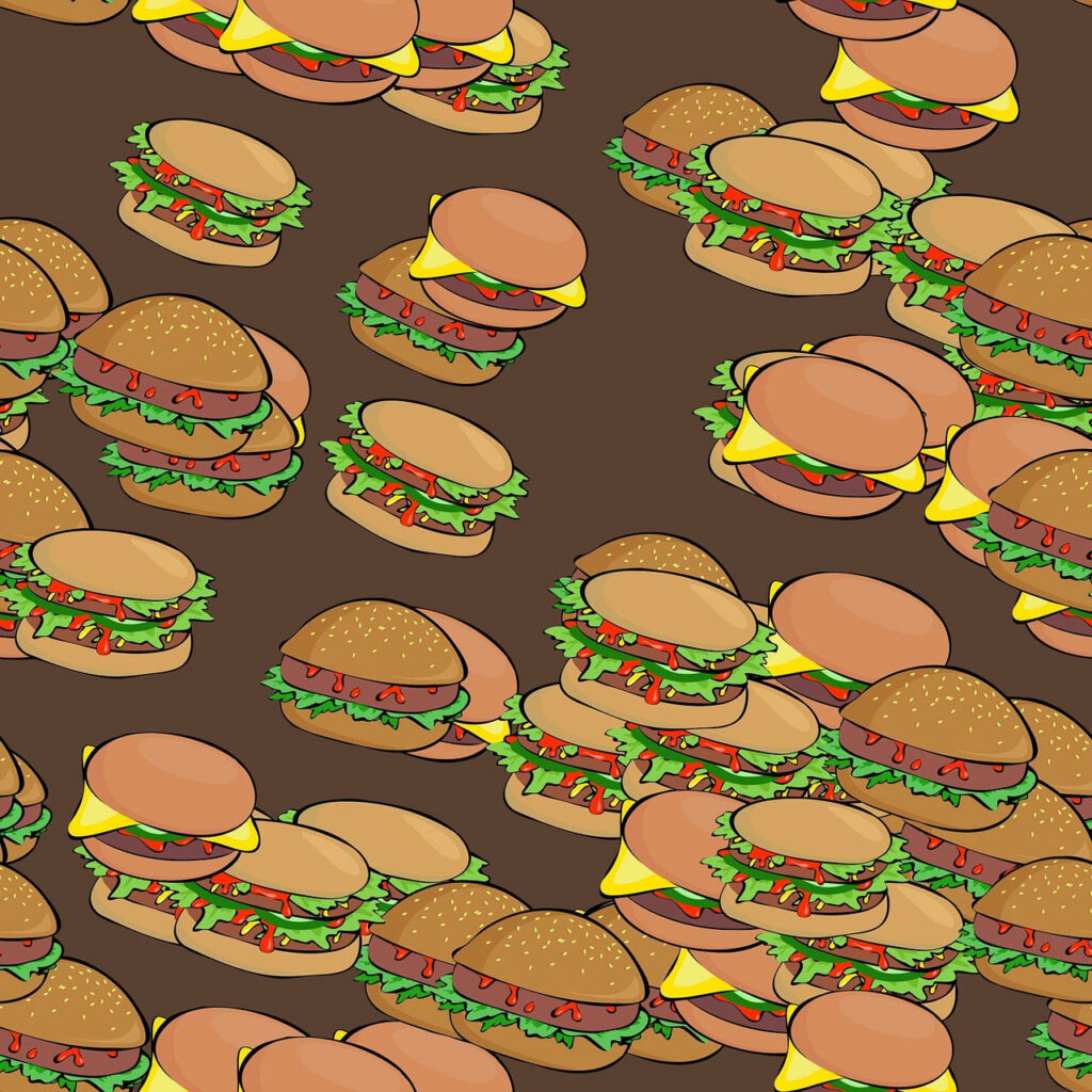 Playful Cartoon Cheeseburger Wallpaper Background - Fun Clipart Design