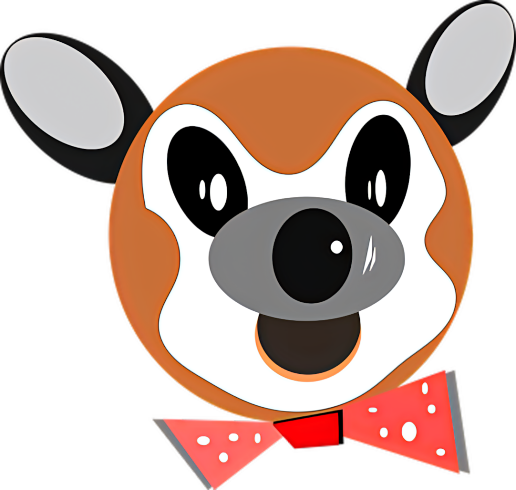 Playful Cartoon Dog Face Wallpaper with Charming Red Bow Tie