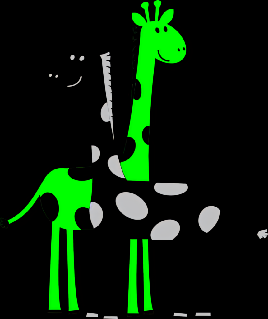 Playful Cartoon Giraffe Wallpaper on Black Background - Vibrant Design