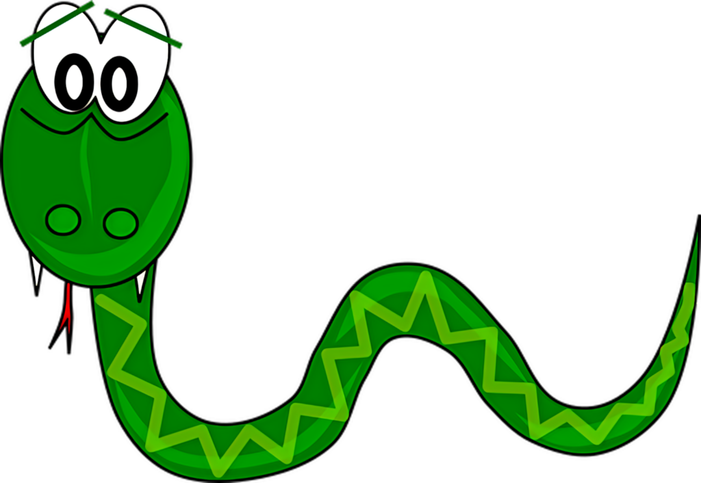 Playful Cartoon Green Snake Wallpaper with Bold Zigzag Patterns