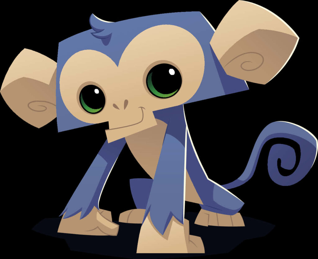 Whimsical Cartoon Monkey Wallpaper: Playful Design in Blue & Beige