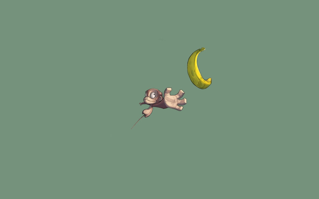 Playful Cartoon Monkey Wallpaper on Solid Green Background