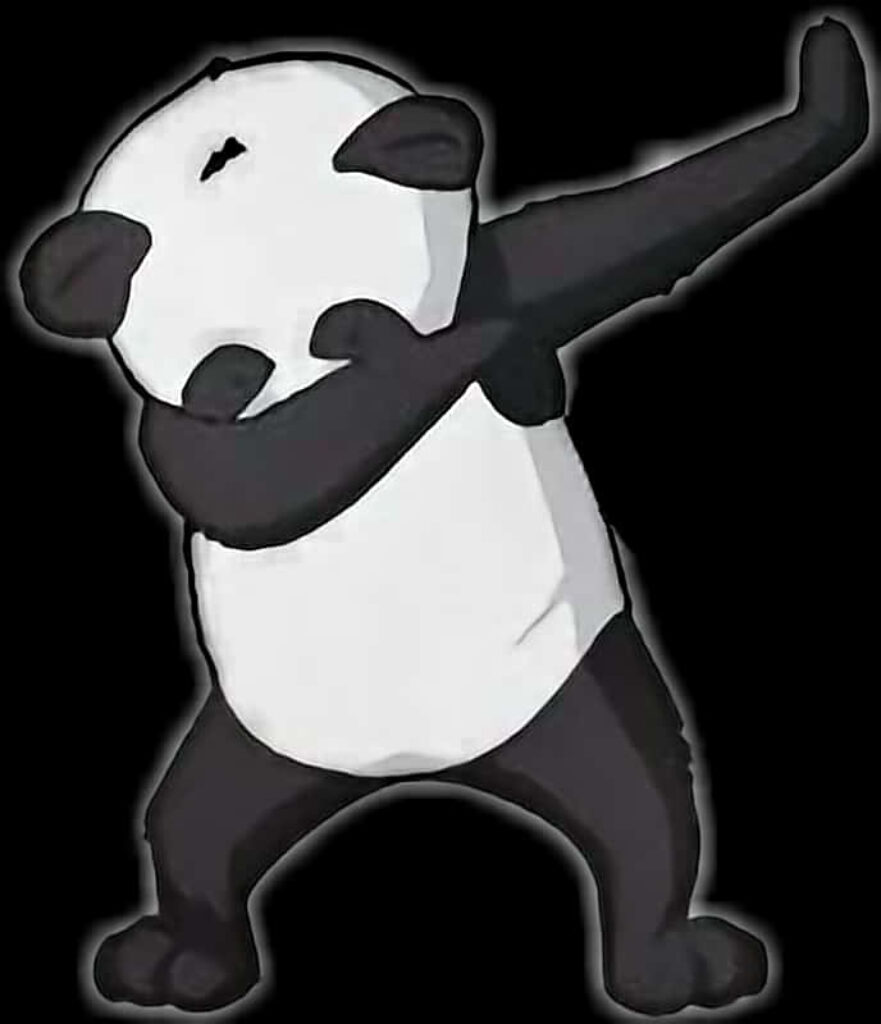 Charming Cartoon Panda Dab Wallpaper on Transparent Background