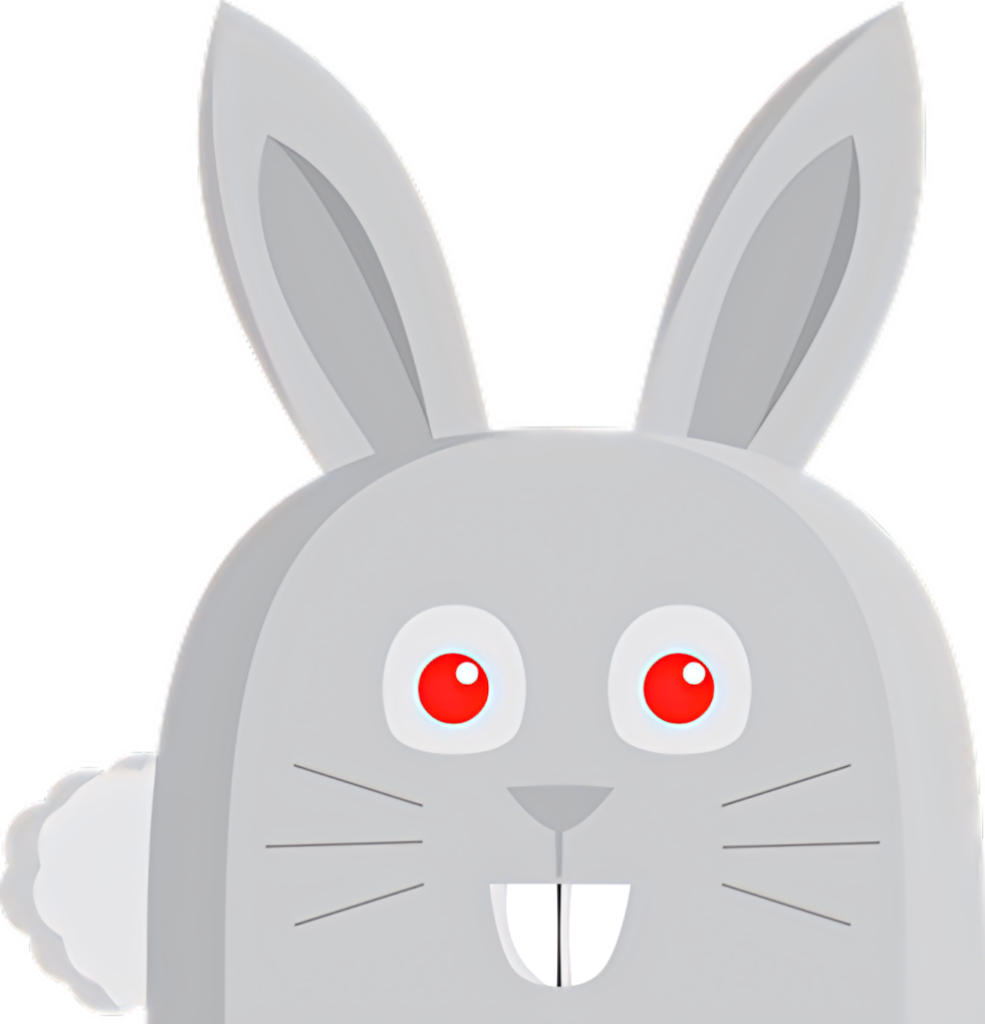 Whimsical Cartoon Rabbit Wallpaper with Striking Red Eyes