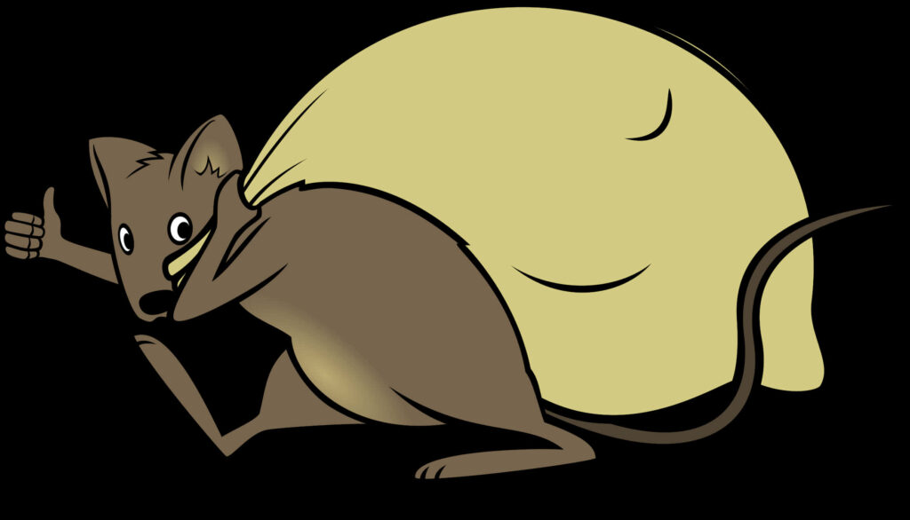 Whimsical Cartoon Rat with Cheese - Colorful Fun Wallpaper Design