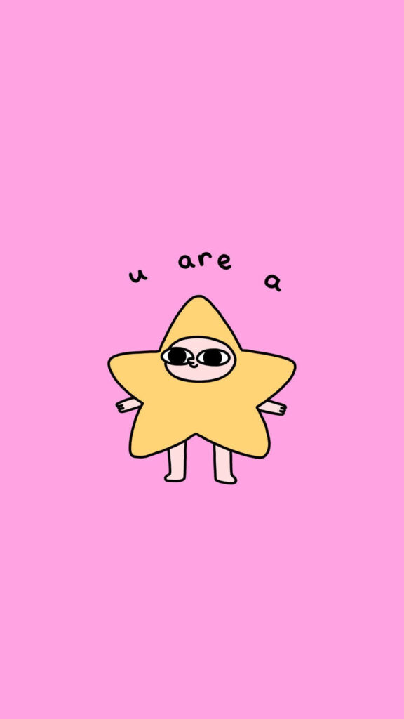 Cheerful Cartoon Star Wallpaper: Fun Pink Background with Motivational Vibe