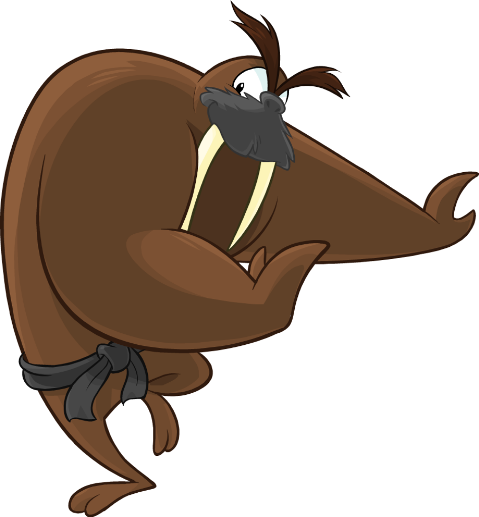 Whimsical Animated Walrus Wallpaper with Dynamic Pose & Mustache