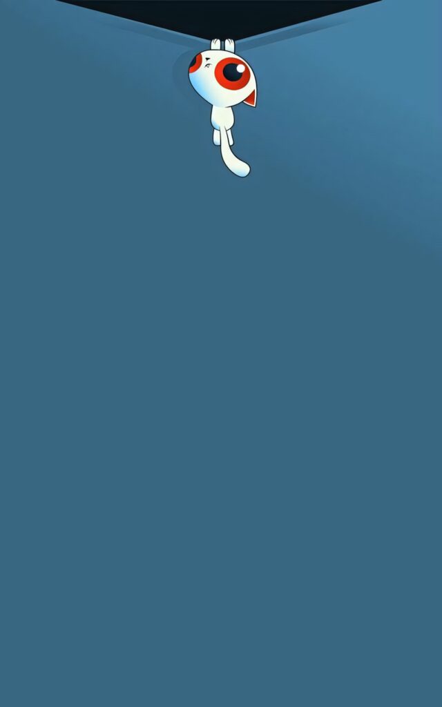 Playful Minimalist Cat Wallpaper - Cute Blue Background Design