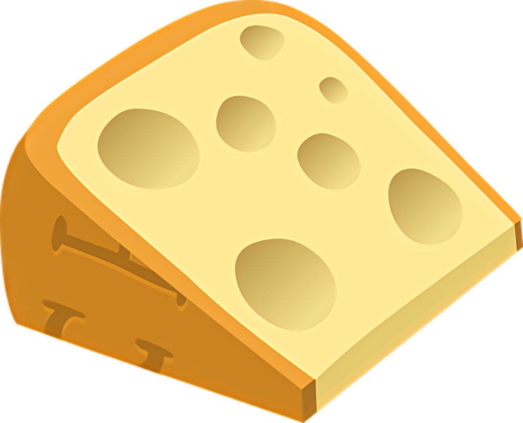 Fun Cartoon Cheese Wedge Illustration - Playful PNG Wallpaper Background