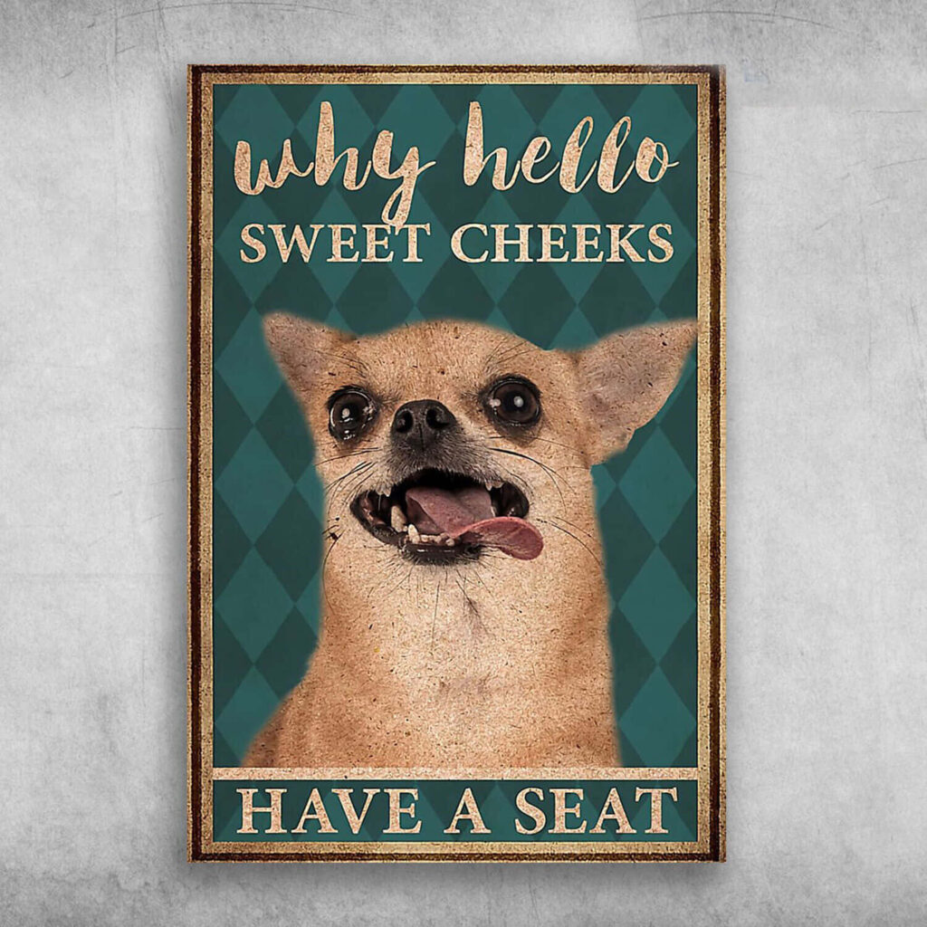 Playful Chihuahua Wallpaper with Teal Diamond Background & Cheeky Text