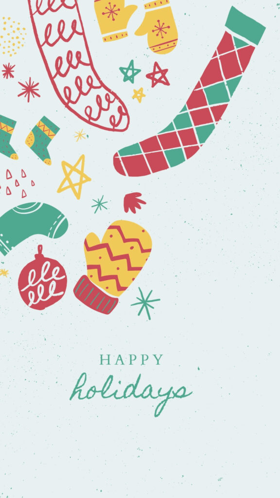 Festive Wallpaper: Playful Christmas Mittens & Ornaments Design