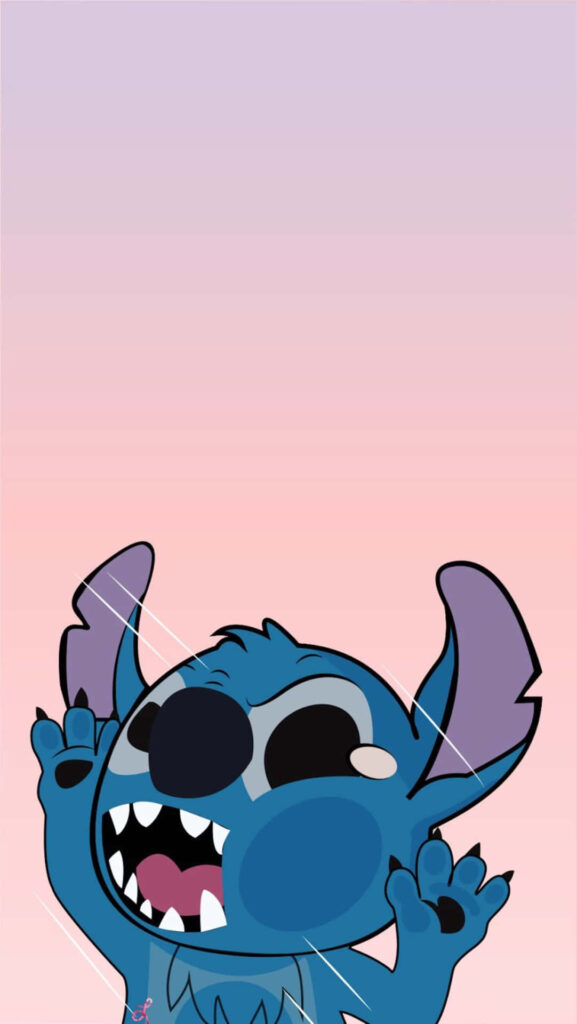 Playful Blue Character Wallpaper with Whimsical Gradient Background
