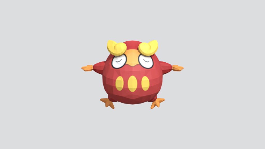 Playful Darumaka Fire-type Pokémon 3D low-poly art on clean gray wallpaper background