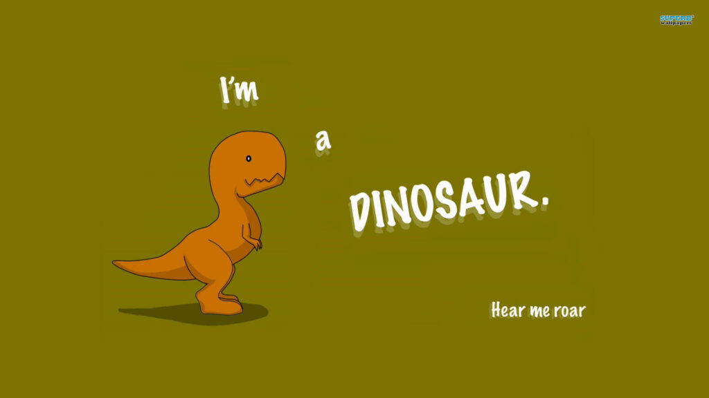 Playful Dinosaur Wallpaper: Cute Design on Olive Green Background
