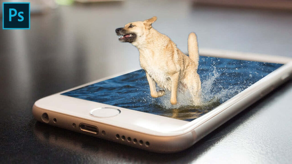 Playful Dog Splashing in Water: Dynamic Smartphone Wallpaper Background