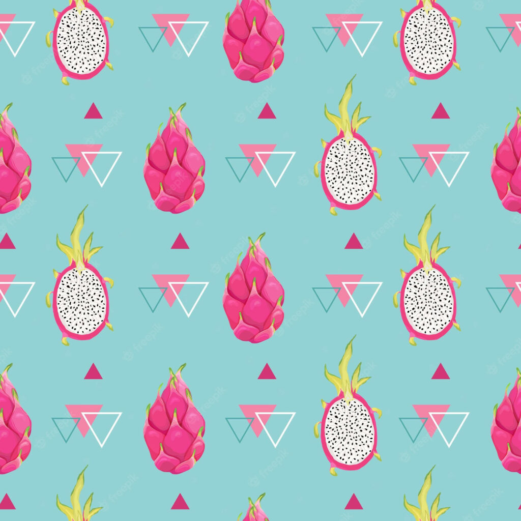 Playful Pink & Green Dragon Fruit Wallpaper Pattern - Modern Design