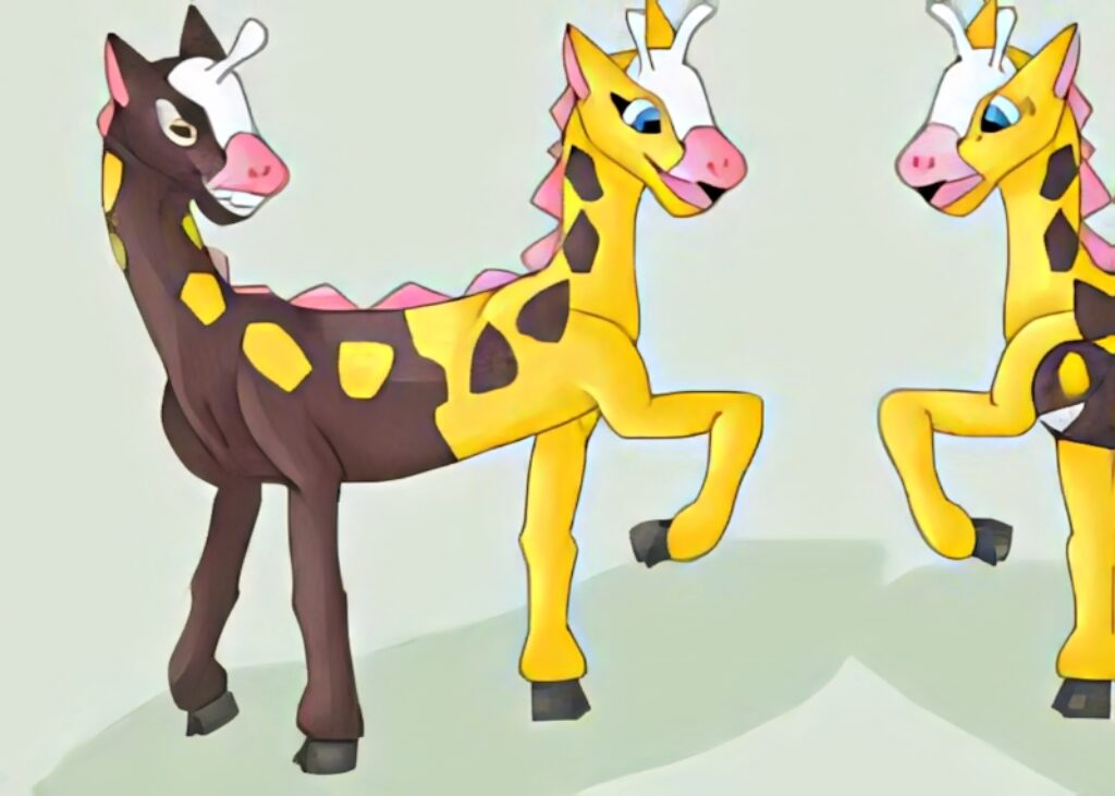 Playful Girafarig Fan Art - Unique Pokémon Wallpaper Design