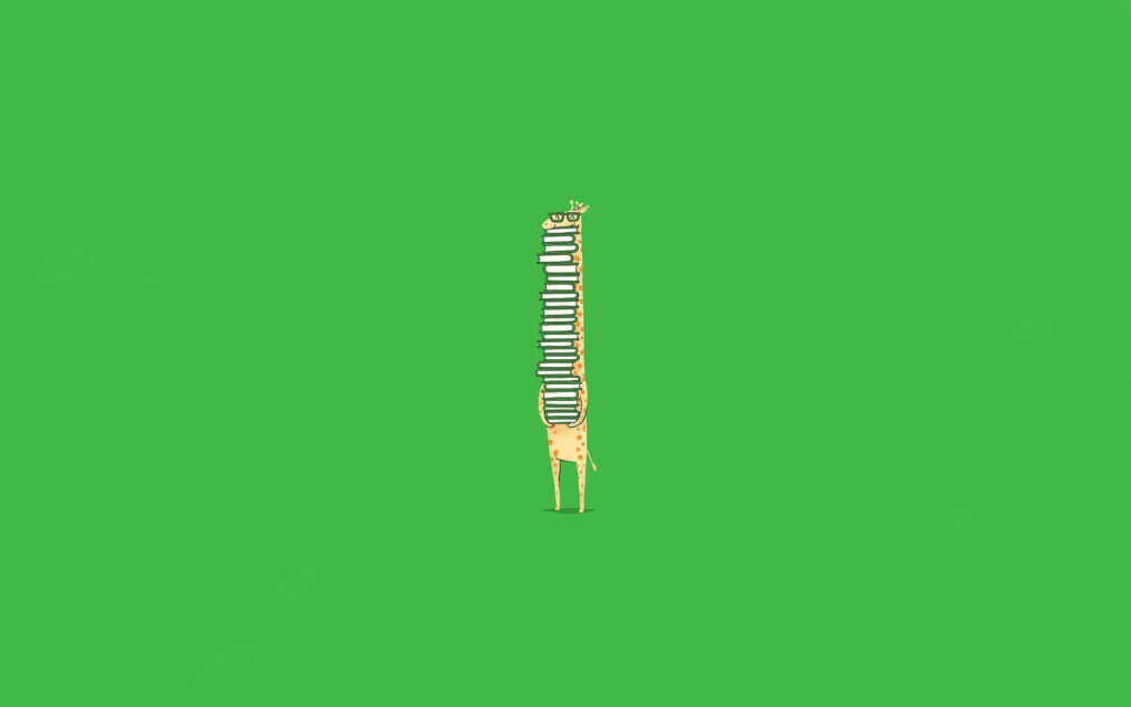 Whimsical Giraffe in Striped Socks - Playful Green Wallpaper