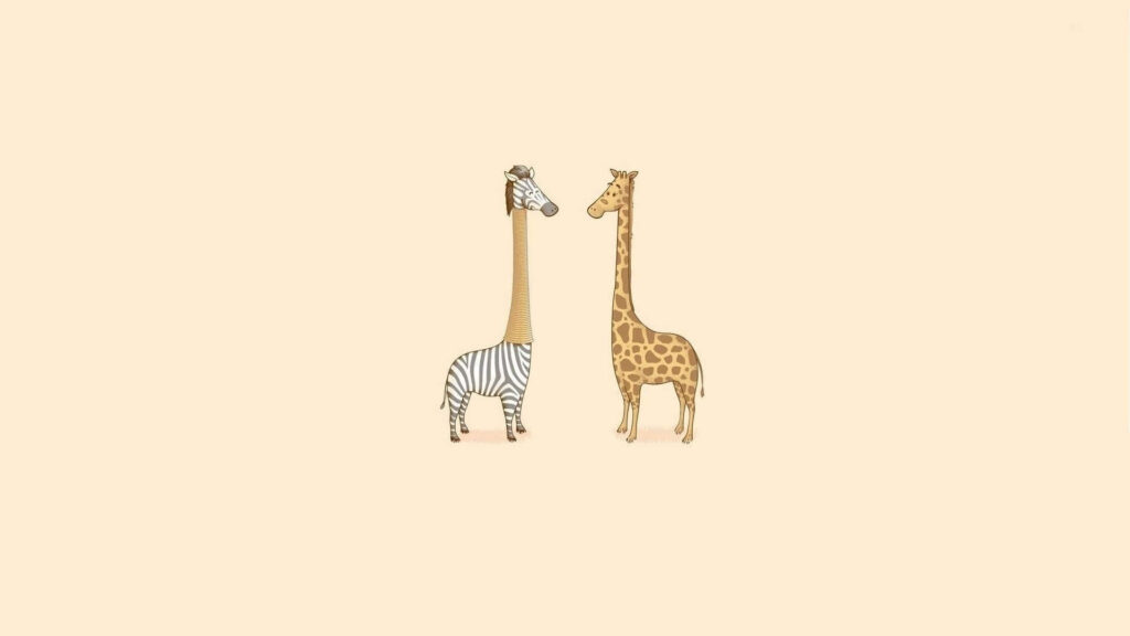 Whimsical Giraffe & Zebra Art: Playful Pattern Swap Wallpaper