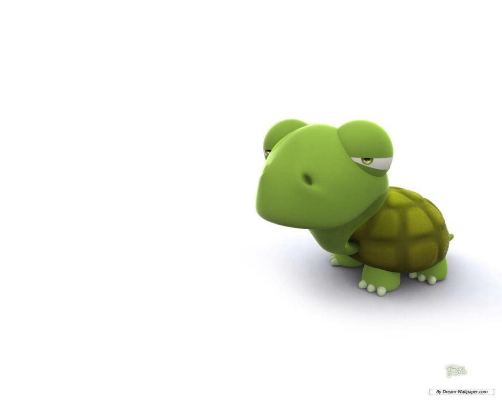Playful Cartoon Turtle Wallpaper: Cute & Funny Against White Background