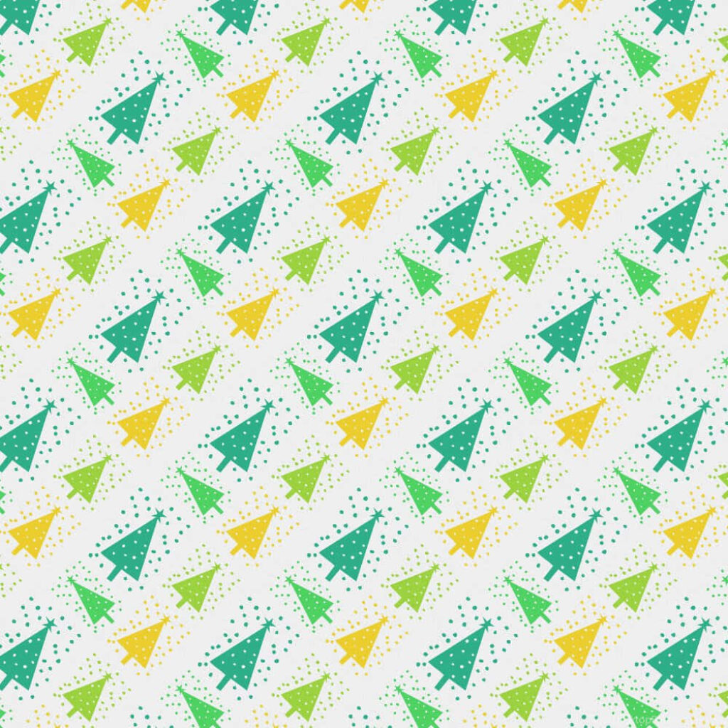 Playful Green & Yellow Christmas Tree Wallpaper - Festive Background