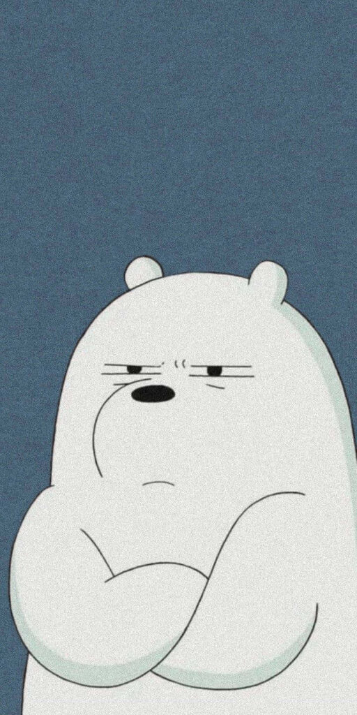 Grumpy Bear Illustration - Minimalist Blue Background Wallpaper
