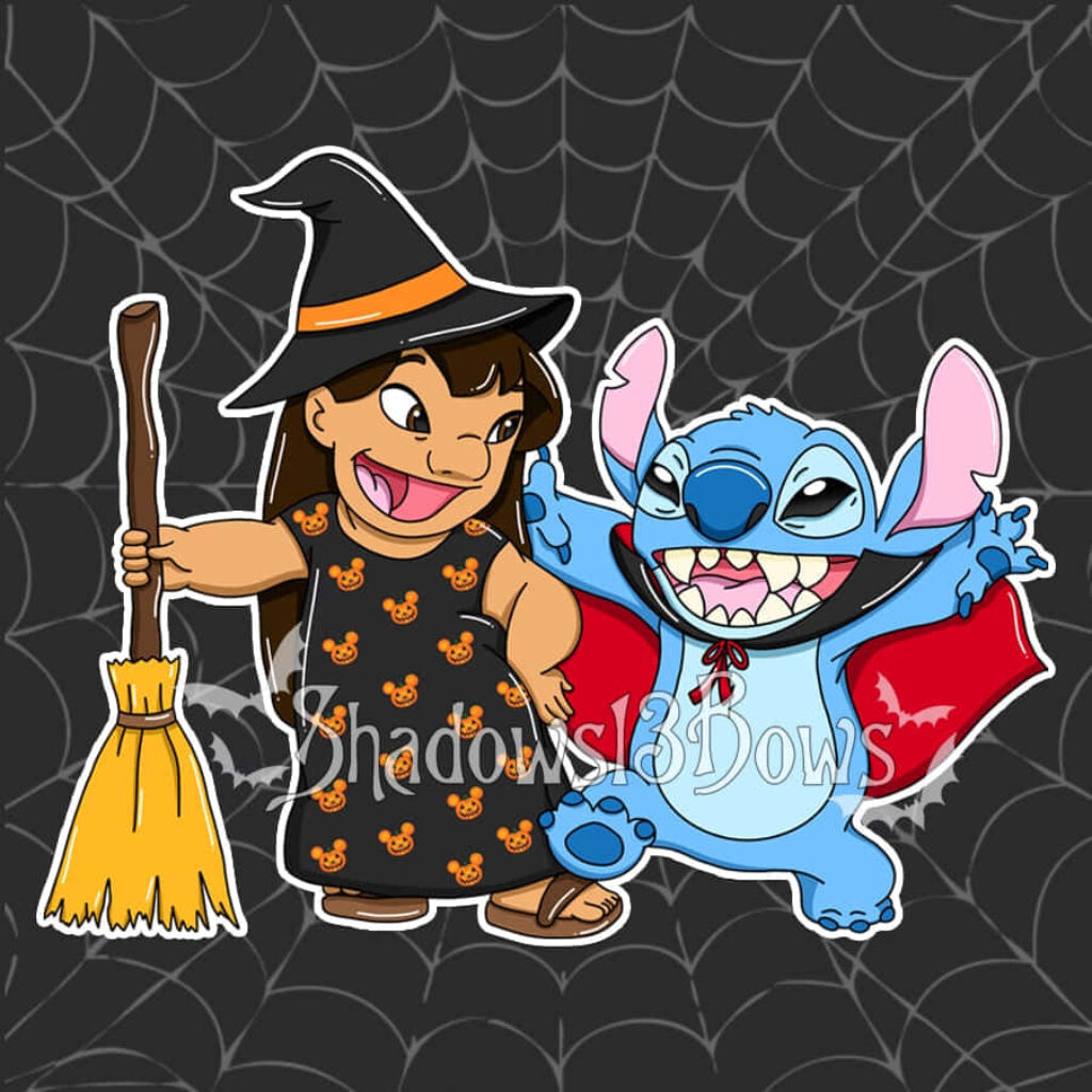 Spooky Fun: Halloween Wallpaper with Witch & Vampire Characters