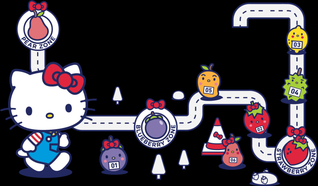 Hello Kitty's Fun Fruit Adventure Wallpaper - Colorful Background Design