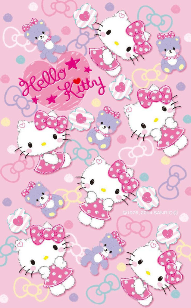 Colorful Hello Kitty Wallpaper with Balloons & Hearts Background