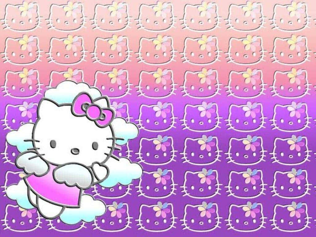 Whimsical Hello Kitty Wallpaper: Playful Pink & Purple Design
