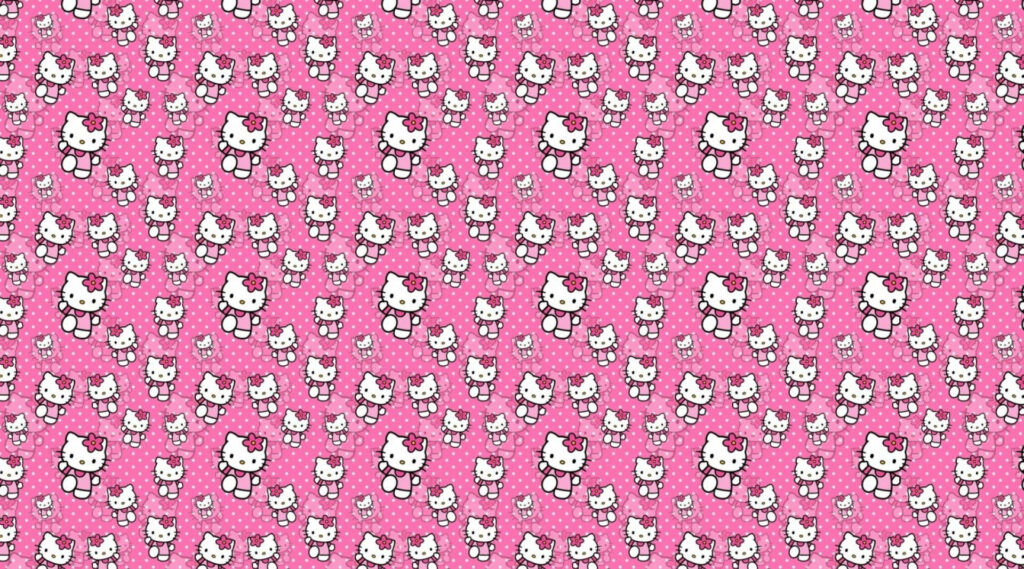 Playful Hello Kitty Wallpaper on Vibrant Pink Background