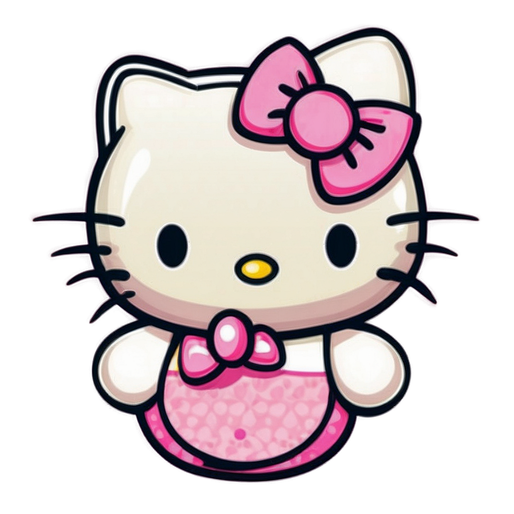 Playful Hello Kitty Wallpaper with Pink Bow & Cute Gradient Background