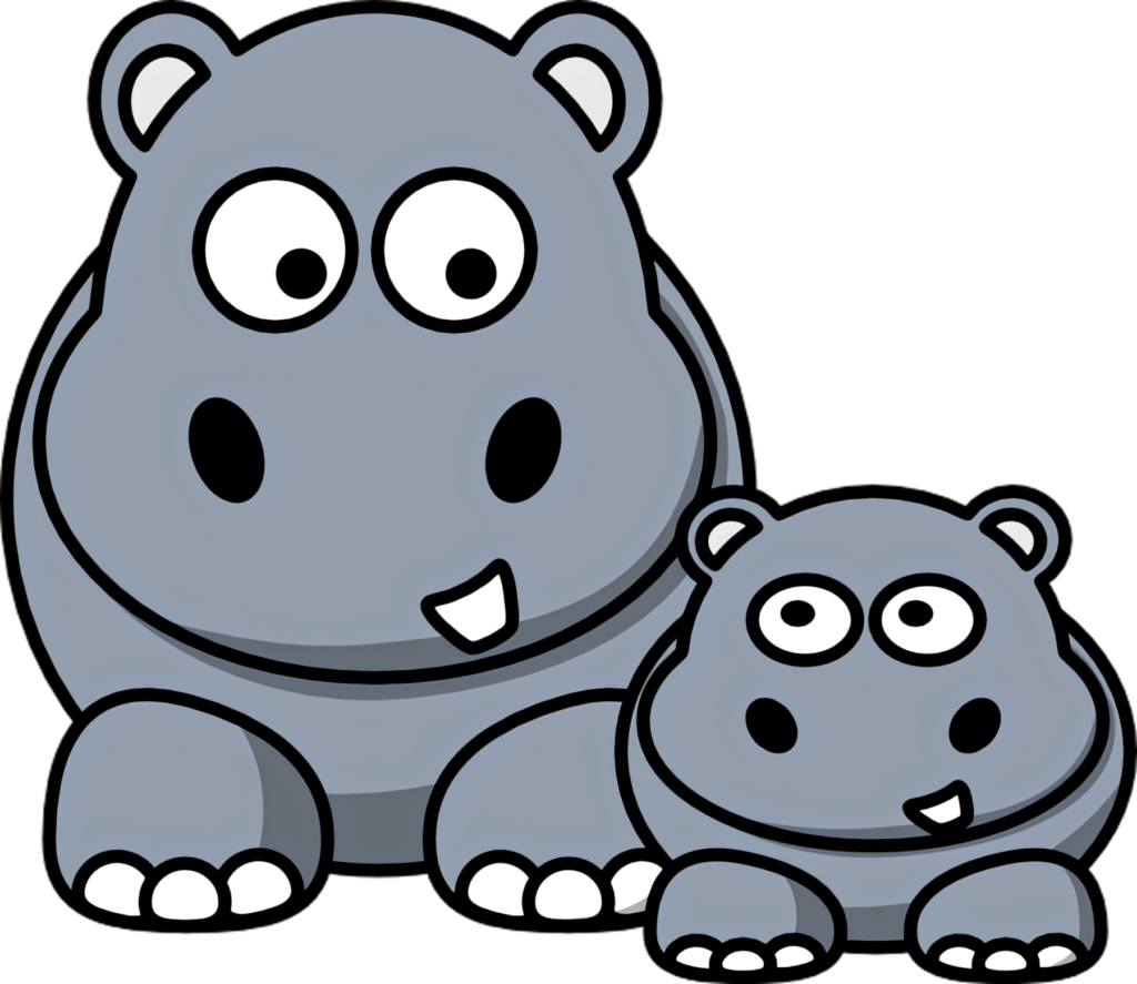Charming Cartoon Hippo & Calf Wallpaper - Fun & Whimsical Background