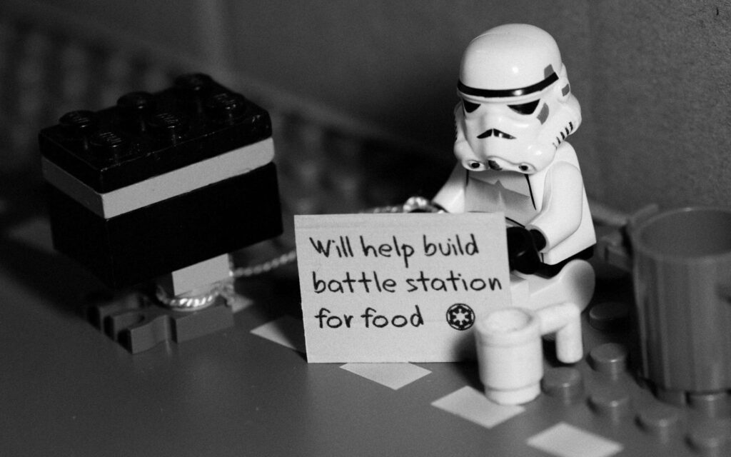 Playful Lego Star Wars Stormtrooper Wallpaper - Humorous Design