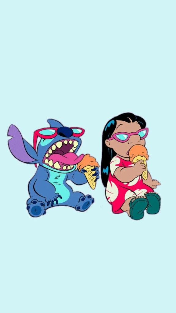Playful Lilo and Stitch Ice Cream Wallpaper - Colorful Background