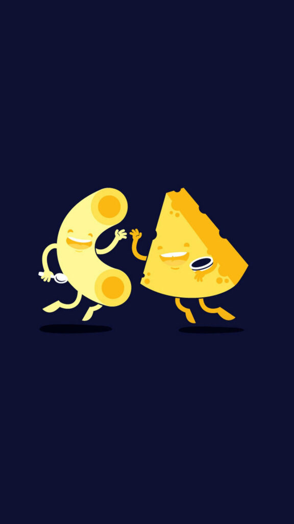 Cheerful Macaroni & Cheese Dance: Fun Mobile Wallpaper Background