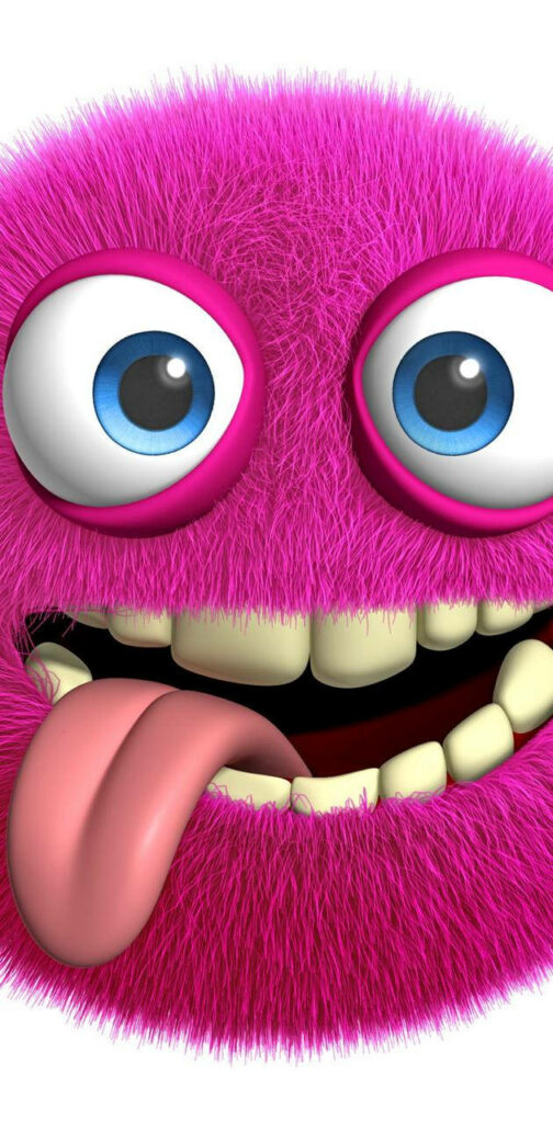 Magenta Fluffball Monster Delights on White Cell Phone Background Wallpaper