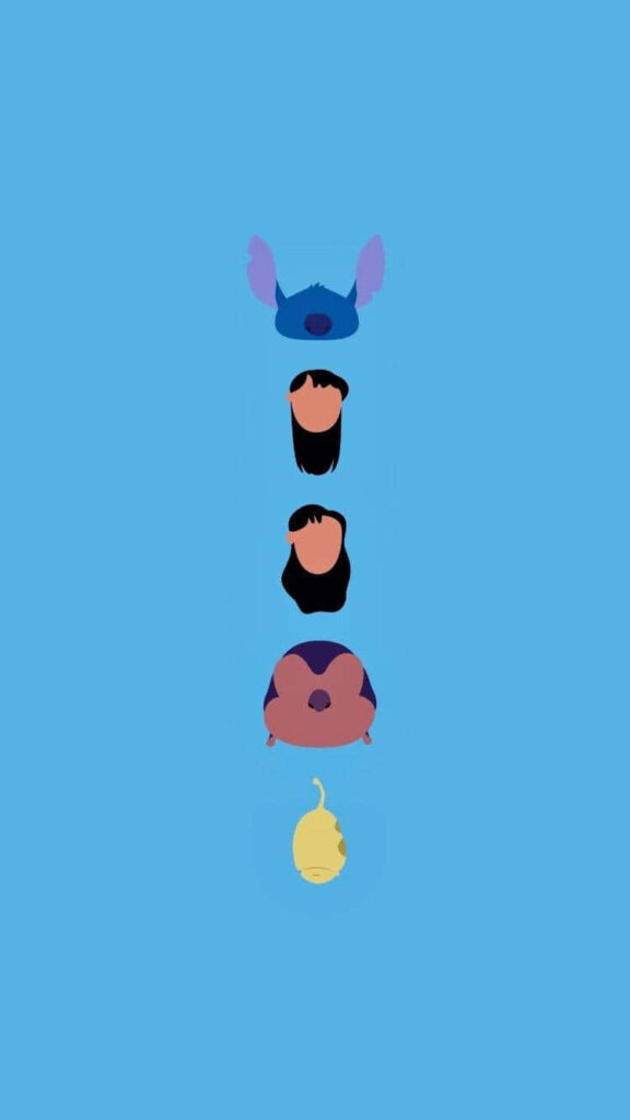 Vibrant Blue Abstract Character Silhouettes Minimalist Wallpaper