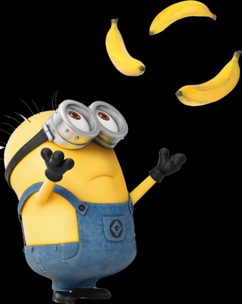 Cheerful Minion Juggling Bananas - Fun Wallpaper Background