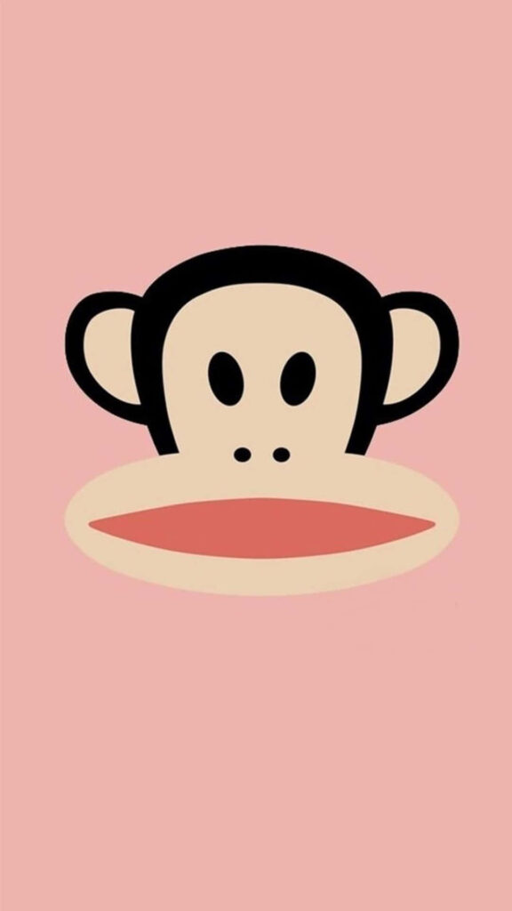 Playful Monkey Wallpaper: Minimalist Design on Soft Pink Background