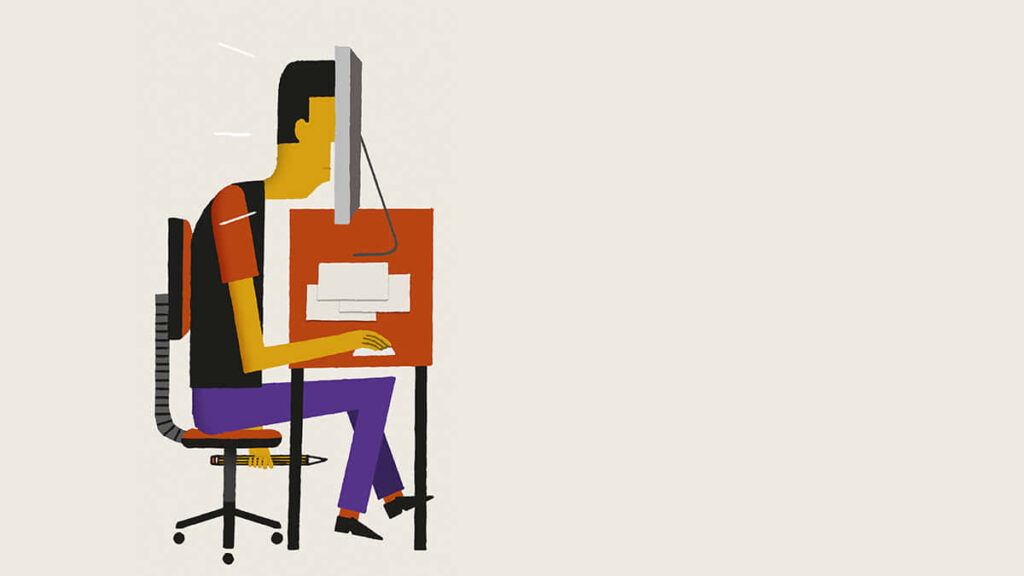 Funny Office Wallpaper: Awkward Worker Behind Screen - Playful Art