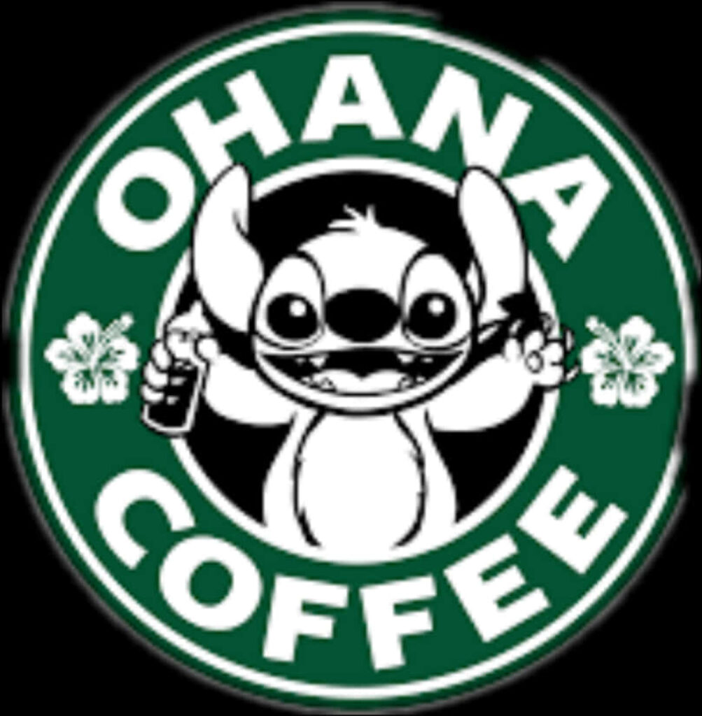Playful Ohana Coffee Wallpaper with Tropical Design & Character