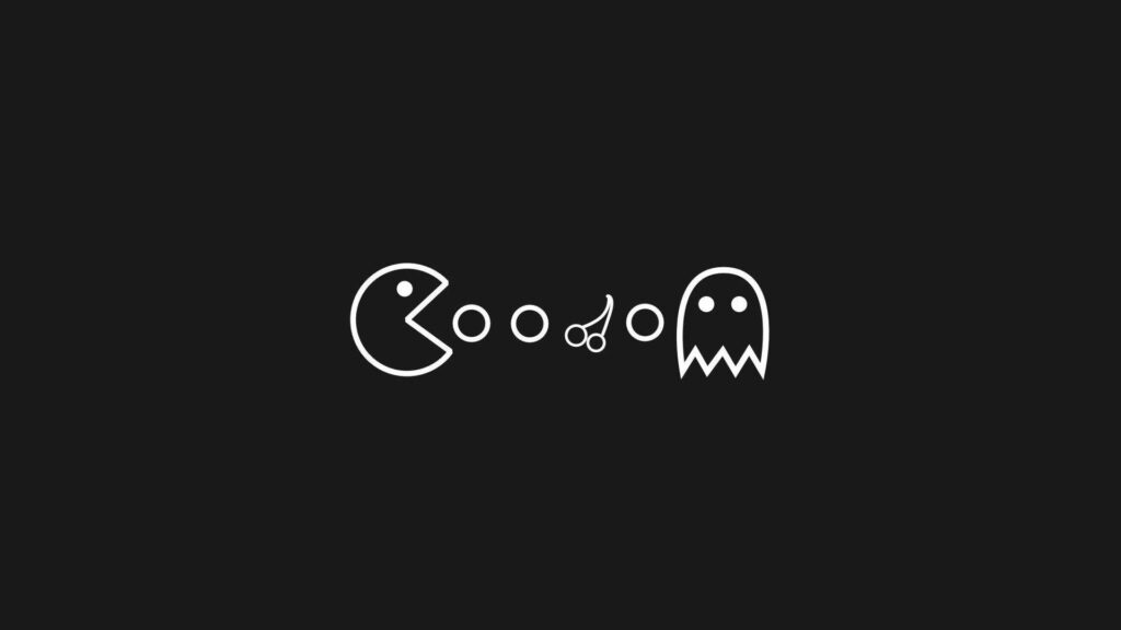Playful Pac-Man Minimalist Wallpaper for Classic Arcade Lovers