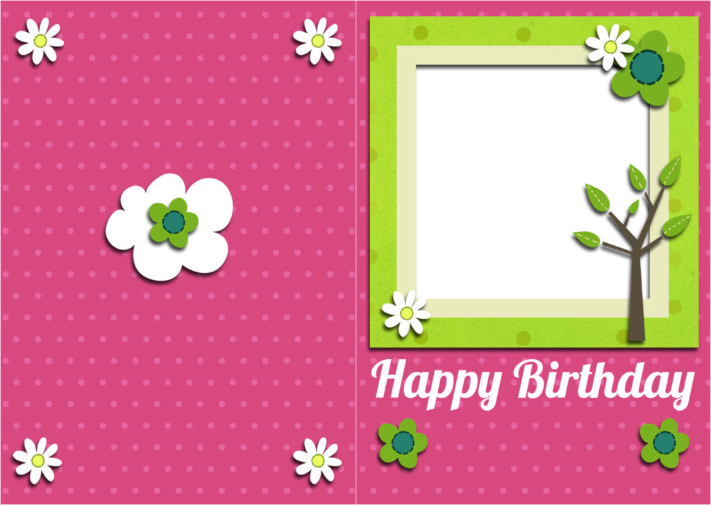 Cheerful Pink Birthday Card Wallpaper with Playful Floral Design