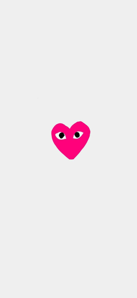 Playful Pink Heart Wallpaper: Minimalist Design with Expressive Eyes
