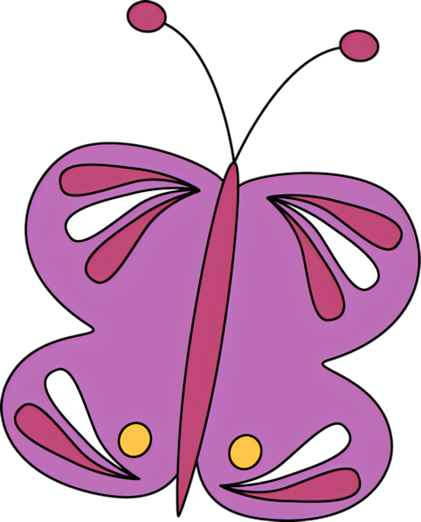 Playful Purple Butterfly Cartoon Wallpaper with Vibrant Patterns