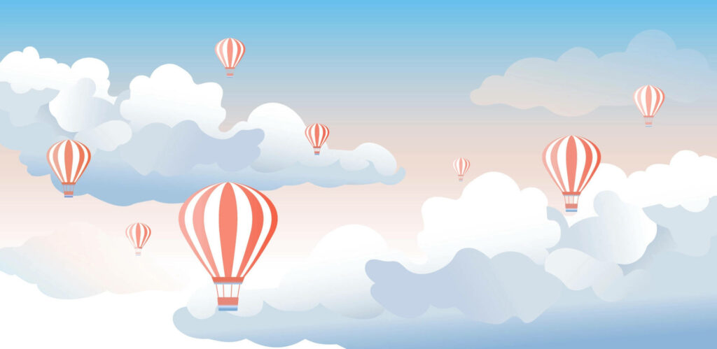 Inflamed Skies: A Charming Hot Air Balloon Wallpaper