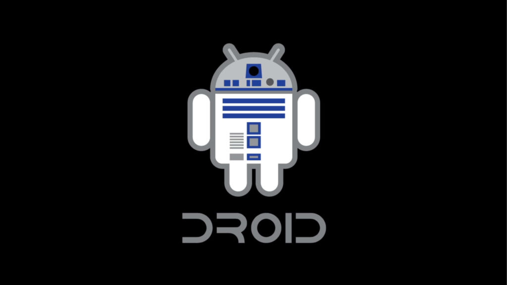 Playful Robot Wallpaper: Sleek Sci-Fi Design on Black Background